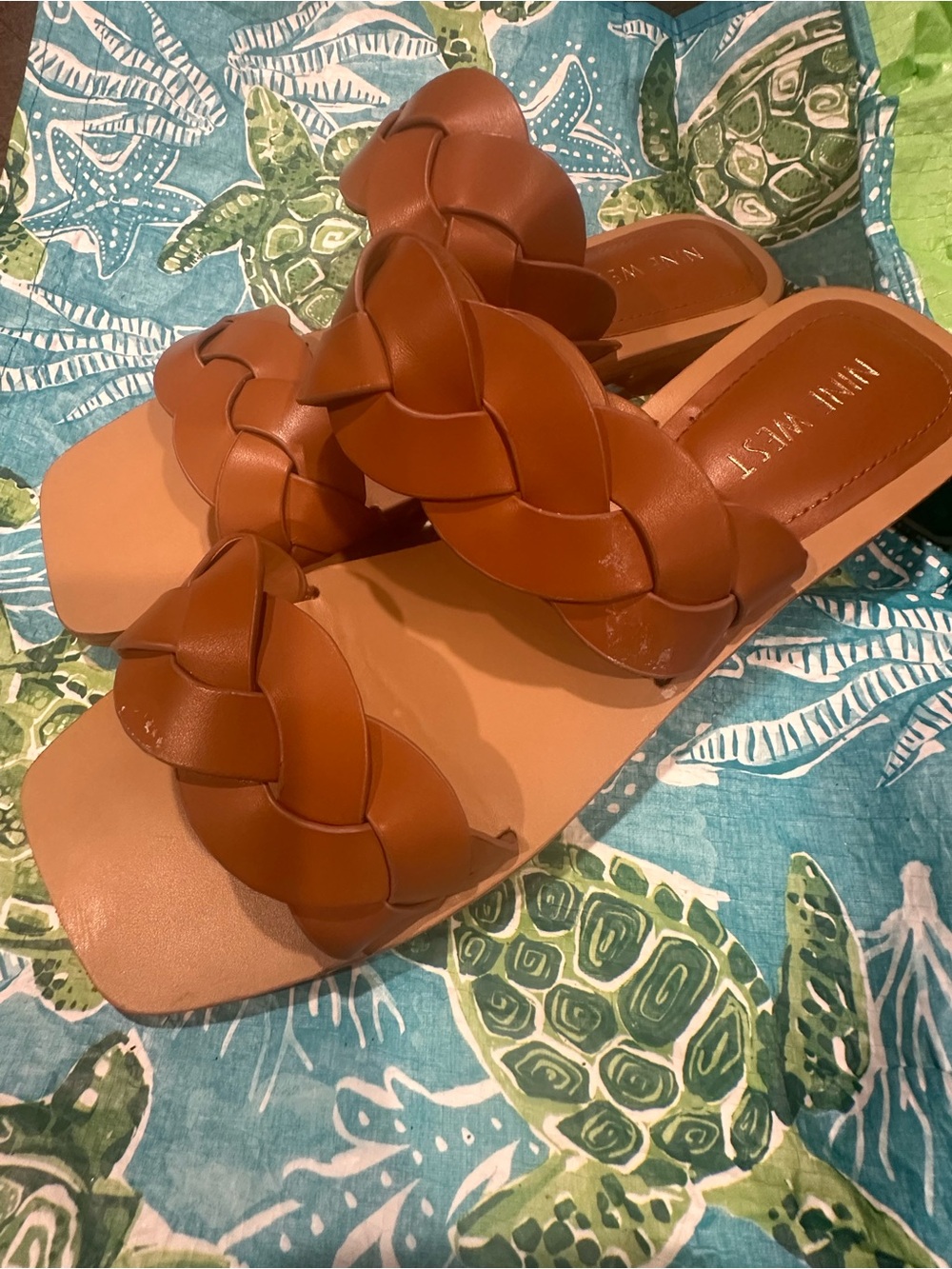 Braided Slide Sandals in Brown by Nine West 7.5